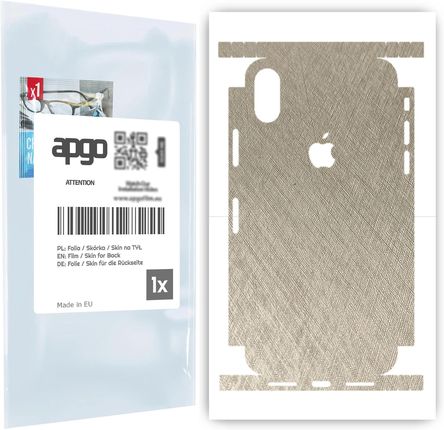 Folia naklejka skórka strukturalna na TYŁ+BOKI do Apple iPhone X -  Tytan Srebrny - apgo SKINS