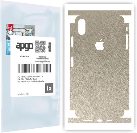 Folia naklejka skórka strukturalna na TYŁ+BOKI do Apple iPhone XS Max -  Tytan Srebrny - apgo SKINS