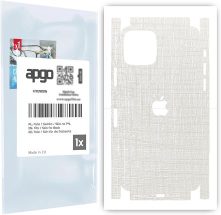 Folia naklejka skórka strukturalna na TYŁ+BOKI do Apple iPhone 11 Pro -  Tkanina Biała - apgo SKINS