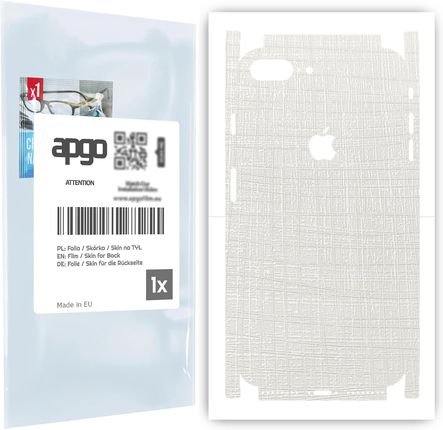 Folia naklejka skórka strukturalna na TYŁ+BOKI do Apple iPhone 8 Plus -  Tkanina Biała - apgo SKINS