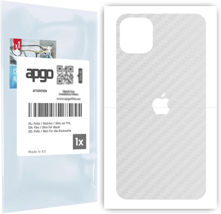 Folia naklejka skórka strukturalna na TYŁ do Apple iPhone 11 Pro Max -  Carbon Przezroczysty - apgo SKINS