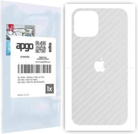 Folia naklejka skórka strukturalna na TYŁ do Apple iPhone 12 Pro Max -  Carbon Przezroczysty - apgo SKINS
