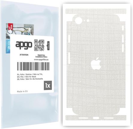 Folia naklejka skórka strukturalna na TYŁ+BOKI do Apple iPhone SE (2020) -  Tkanina Biała - apgo SKINS
