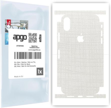 Folia naklejka skórka strukturalna na TYŁ+BOKI do Apple iPhone X -  Tkanina Biała - apgo SKINS