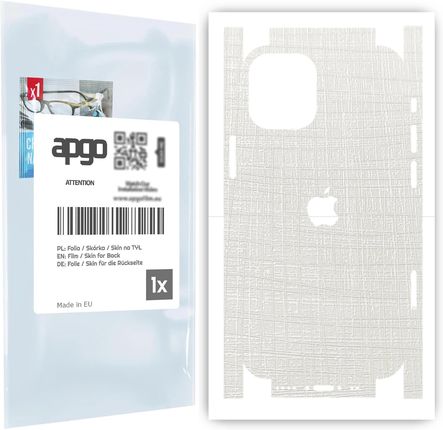 Folia naklejka skórka strukturalna na TYŁ+BOKI do Apple iPhone 12 mini -  Tkanina Biała - apgo SKINS