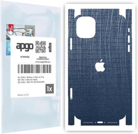 Folia naklejka skórka strukturalna na TYŁ+BOKI do Apple iPhone 11 -  Tkanina Granatowa - apgo SKINS