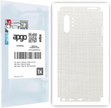 Folia naklejka skórka strukturalna na TYŁ+BOKI do Samsung Galaxy Note 10+ -  Tkanina Biała - apgo SKINS