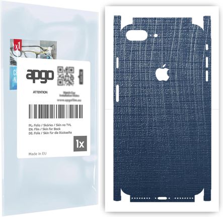 Folia naklejka skórka strukturalna na TYŁ+BOKI do Apple iPhone 8 Plus -  Tkanina Granatowa - apgo SKINS