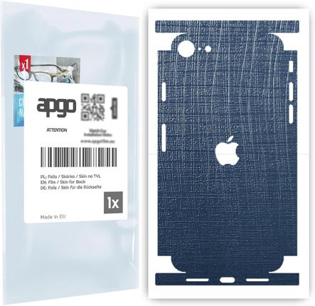 Folia naklejka skórka strukturalna na TYŁ+BOKI do Apple iPhone SE (2020) -  Tkanina Granatowa - apgo SKINS