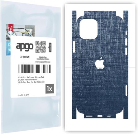 Folia naklejka skórka strukturalna na TYŁ+BOKI do Apple iPhone 12 -  Tkanina Granatowa - apgo SKINS