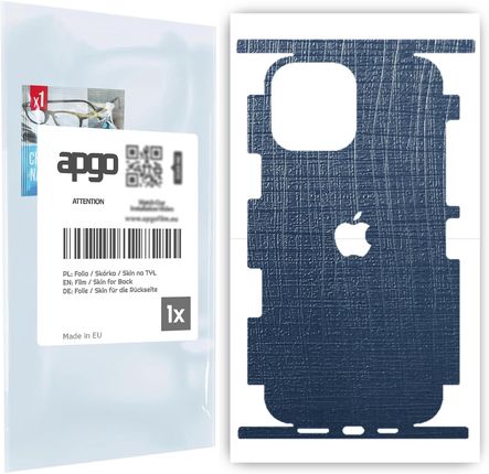Folia naklejka skórka strukturalna na TYŁ+BOKI do Apple iPhone 13 Pro Max -  Tkanina Granatowa - apgo SKINS