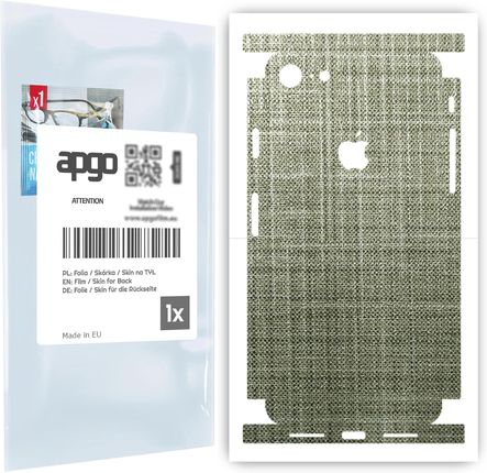 Folia naklejka skórka strukturalna na TYŁ+BOKI do Apple iPhone 8 -  Tkanina Lniana - apgo SKINS