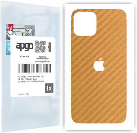 Folia naklejka skórka strukturalna na TYŁ do Apple iPhone 11 Pro -  Carbon Złoty - apgo SKINS