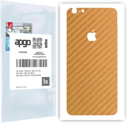Folia naklejka skórka strukturalna na TYŁ do Apple iPhone 6s Plus -  Carbon Złoty - apgo SKINS