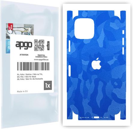 Folia naklejka skórka strukturalna na TYŁ+BOKI do Apple iPhone 11 Pro -  Moro | Camo Niebieski - apgo SKINS