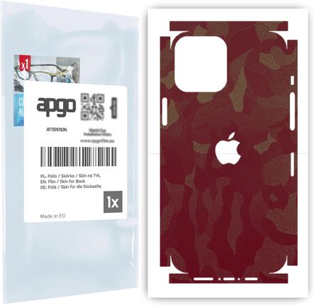 Folia naklejka skórka strukturalna na TYŁ+BOKI do Apple iPhone 12 Pro Max -  Moro | Camo Bordowy - apgo SKINS