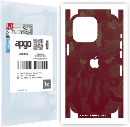 Folia naklejka skórka strukturalna na TYŁ+BOKI do Apple iPhone 13 Pro -  Moro | Camo Bordowy - apgo SKINS