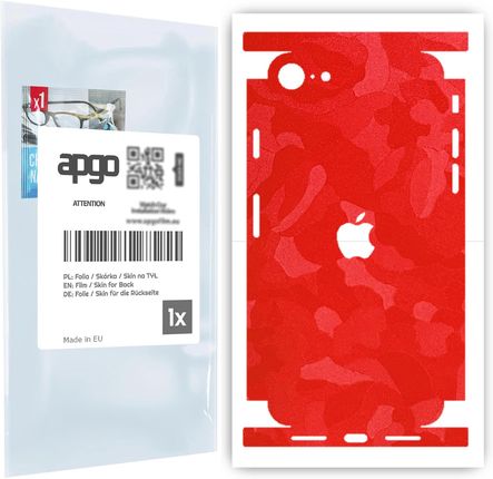 Folia naklejka skórka strukturalna na TYŁ+BOKI do Apple iPhone SE (2020) -  Moro | Camo Czerwony - apgo SKINS