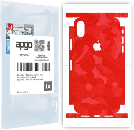 Folia naklejka skórka strukturalna na TYŁ+BOKI do Apple iPhone X -  Moro | Camo Czerwony - apgo SKINS