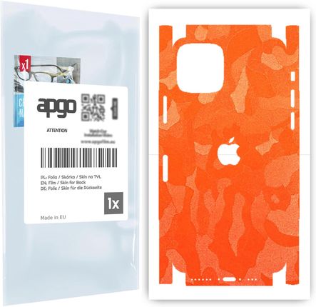 Folia naklejka skórka strukturalna na TYŁ+BOKI do Apple iPhone 11 Pro -  Moro | Camo Pomarańczowy - apgo SKINS