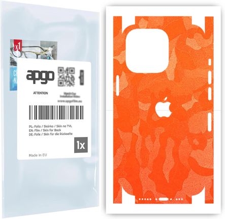 Folia naklejka skórka strukturalna na TYŁ+BOKI do Apple iPhone 13 Pro -  Moro | Camo Pomarańczowy - apgo SKINS