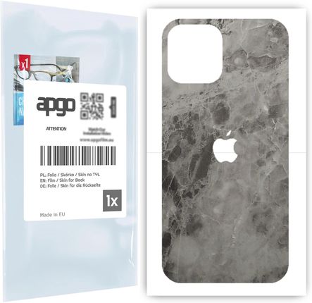 Folia naklejka skórka strukturalna na TYŁ do Apple iPhone 12 Pro Max -  Marmur Czarny - apgo SKINS