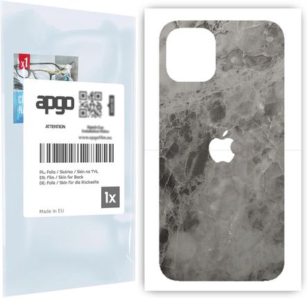 Folia naklejka skórka strukturalna na TYŁ do Apple iPhone 12 -  Marmur Czarny - apgo SKINS
