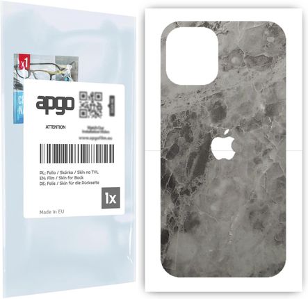 Folia naklejka skórka strukturalna na TYŁ do Apple iPhone 12 mini -  Marmur Czarny - apgo SKINS