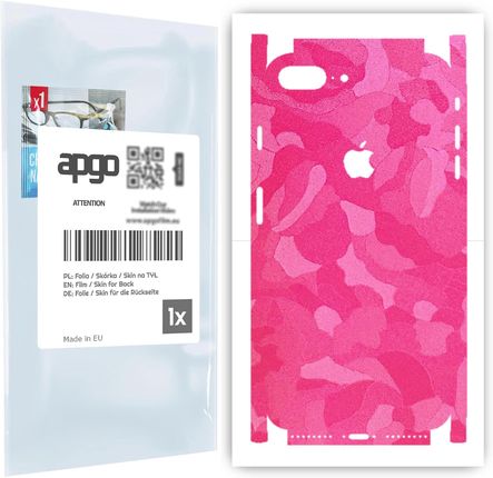 Folia naklejka skórka strukturalna na TYŁ+BOKI do Apple iPhone 8 Plus -  Moro | Camo Różowy - apgo SKINS