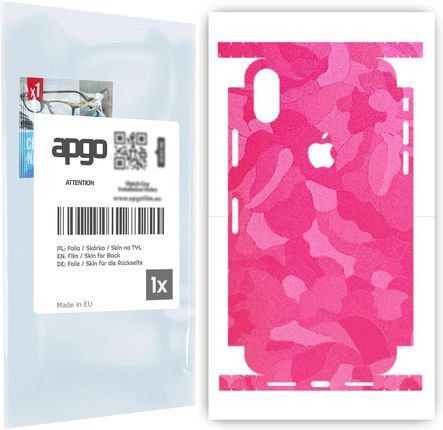 Folia naklejka skórka strukturalna na TYŁ+BOKI do Apple iPhone X -  Moro | Camo Różowy - apgo SKINS