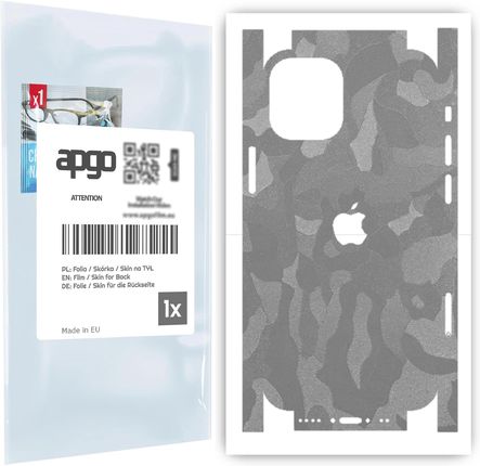 Folia naklejka skórka strukturalna na TYŁ+BOKI do Apple iPhone 12 mini -  Moro | Camo Srebrny - apgo SKINS