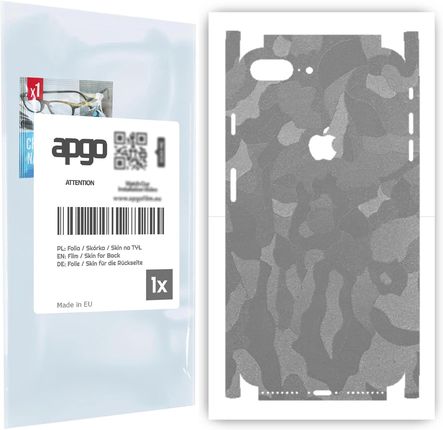 Folia naklejka skórka strukturalna na TYŁ+BOKI do Apple iPhone 8 Plus -  Moro | Camo Srebrny - apgo SKINS