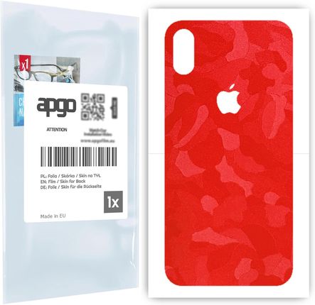 Folia naklejka skórka strukturalna na TYŁ do Apple iPhone X -  Moro | Camo Czerwony - apgo SKINS