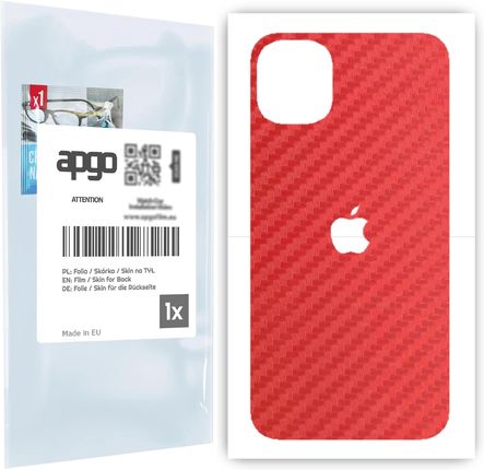 Folia naklejka skórka strukturalna na TYŁ do Apple iPhone 11 -  Carbon Czerwony - apgo SKINS