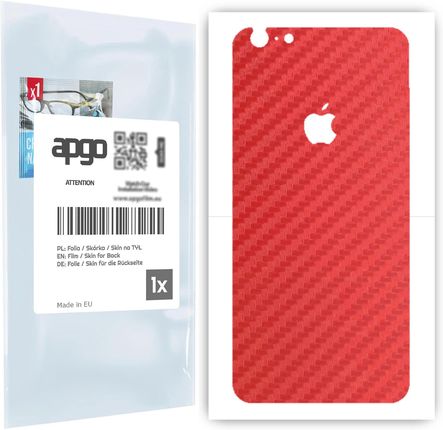 Folia naklejka skórka strukturalna na TYŁ do Apple iPhone 6s Plus -  Carbon Czerwony - apgo SKINS