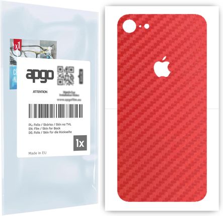 Folia naklejka skórka strukturalna na TYŁ do Apple iPhone 8 -  Carbon Czerwony - apgo SKINS