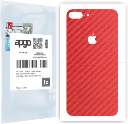 Folia naklejka skórka strukturalna na TYŁ do Apple iPhone 8 Plus -  Carbon Czerwony - apgo SKINS