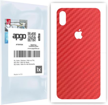 Folia naklejka skórka strukturalna na TYŁ do Apple iPhone XS Max -  Carbon Czerwony - apgo SKINS