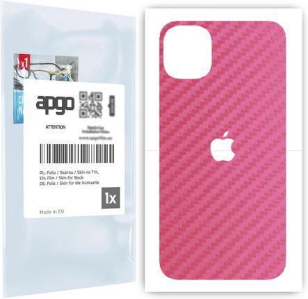 Folia naklejka skórka strukturalna na TYŁ do Apple iPhone 11 -  Carbon Różowy - apgo SKINS