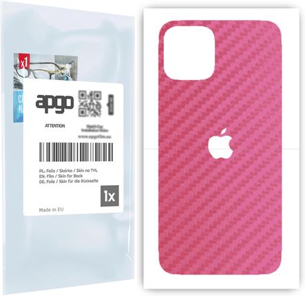 Folia naklejka skórka strukturalna na TYŁ do Apple iPhone 11 Pro -  Carbon Różowy - apgo SKINS