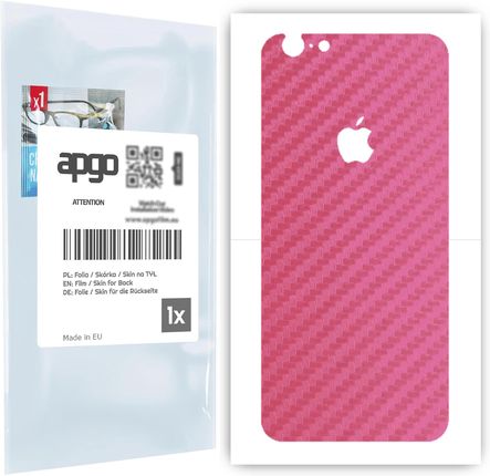 Folia naklejka skórka strukturalna na TYŁ do Apple iPhone 6s -  Carbon Różowy - apgo SKINS