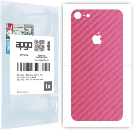 Folia naklejka skórka strukturalna na TYŁ do Apple iPhone 7 -  Carbon Różowy - apgo SKINS