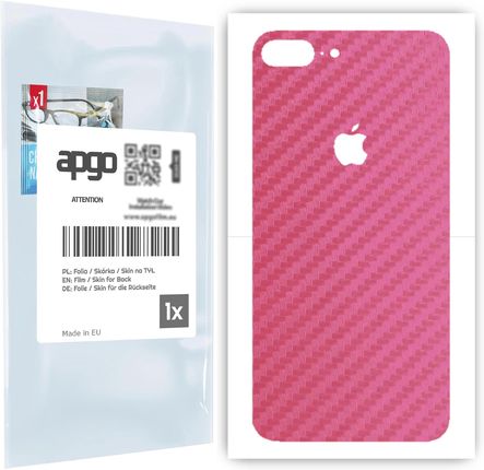 Folia naklejka skórka strukturalna na TYŁ do Apple iPhone 7 Plus -  Carbon Różowy - apgo SKINS