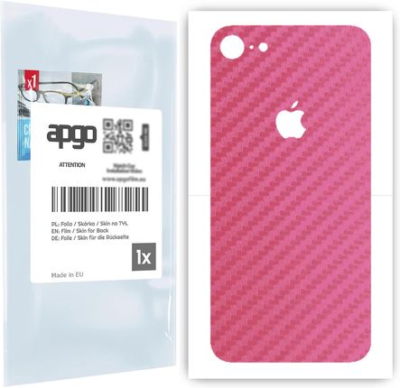 Folia naklejka skórka strukturalna na TYŁ do Apple iPhone 8 -  Carbon Różowy - apgo SKINS