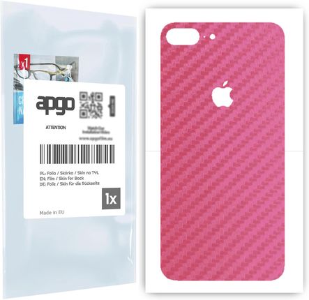Folia naklejka skórka strukturalna na TYŁ do Apple iPhone 8 Plus -  Carbon Różowy - apgo SKINS
