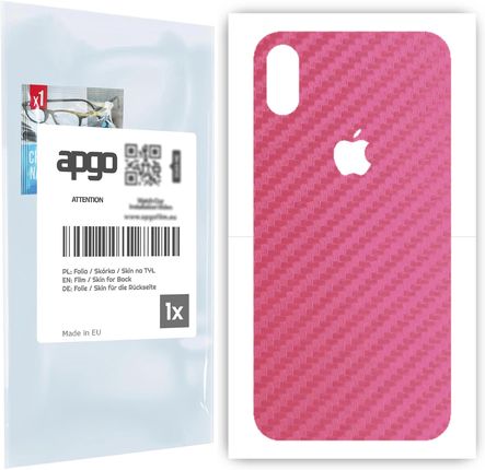Folia naklejka skórka strukturalna na TYŁ do Apple iPhone X -  Carbon Różowy - apgo SKINS