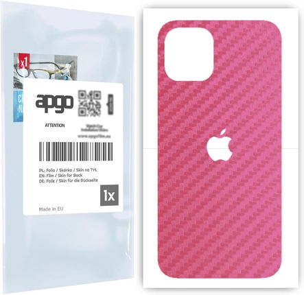 Folia naklejka skórka strukturalna na TYŁ do Apple iPhone 12 -  Carbon Różowy - apgo SKINS