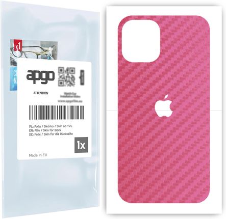 Folia naklejka skórka strukturalna na TYŁ do Apple iPhone 12 mini -  Carbon Różowy - apgo SKINS