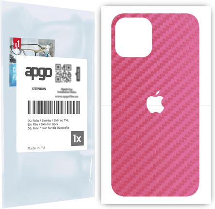 Folia naklejka skórka strukturalna na TYŁ do Apple iPhone 12 Pro -  Carbon Różowy - apgo SKINS
