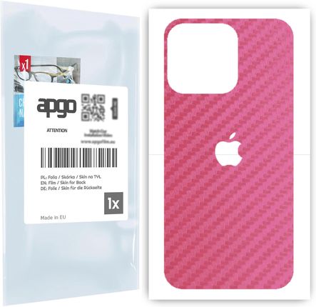 Folia naklejka skórka strukturalna na TYŁ do Apple iPhone 13 Pro -  Carbon Różowy - apgo SKINS
